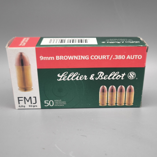S&B 9mm Kurz / .380Auto  / 9mm Browning 92gr. FMJ 50 Stück